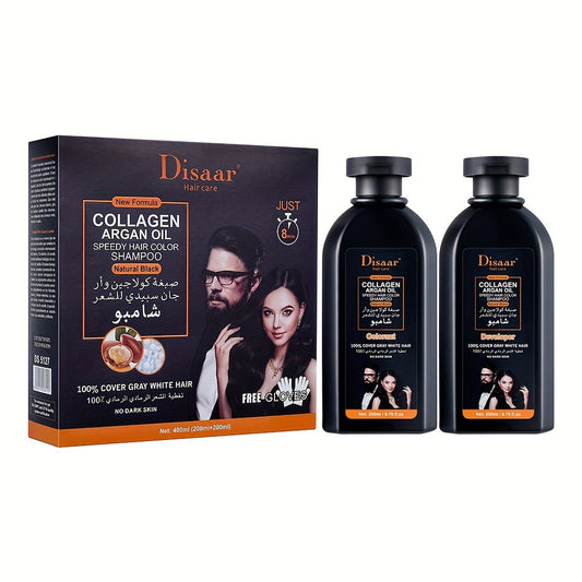 shampoo anti canas negro con colágeno y aceite de argán