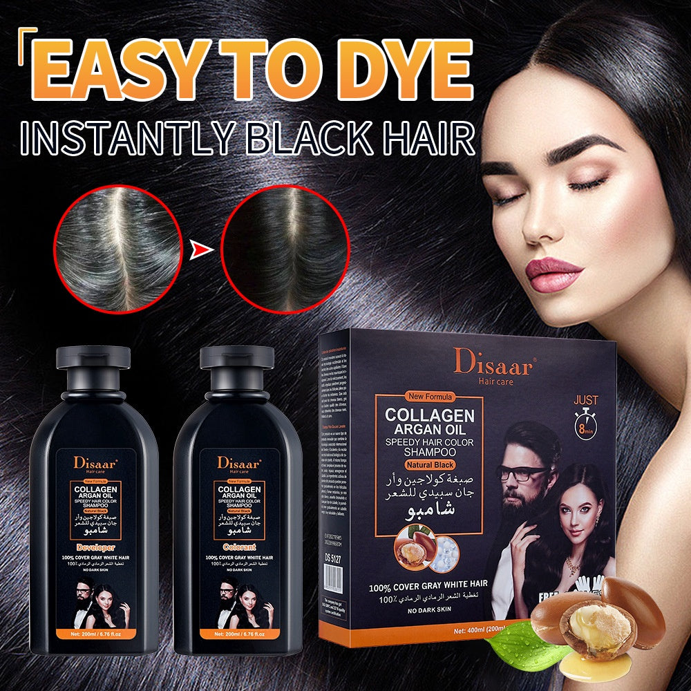 shampoo anti canas negro con colágeno y aceite de argán